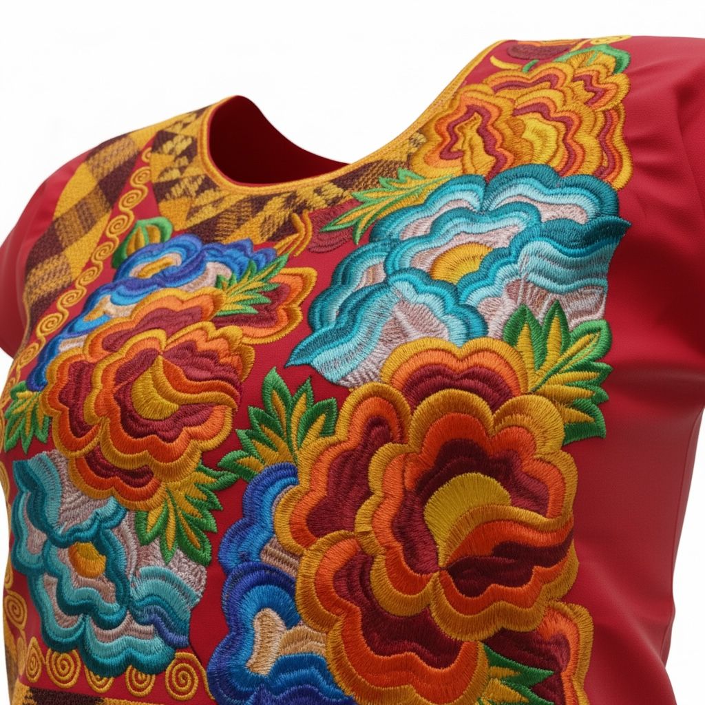 Blusa Istmeña Donaxi – Rojo Bugambilia