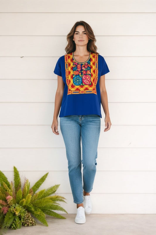 Blusa Istmeña Donaxi – Azul Añil