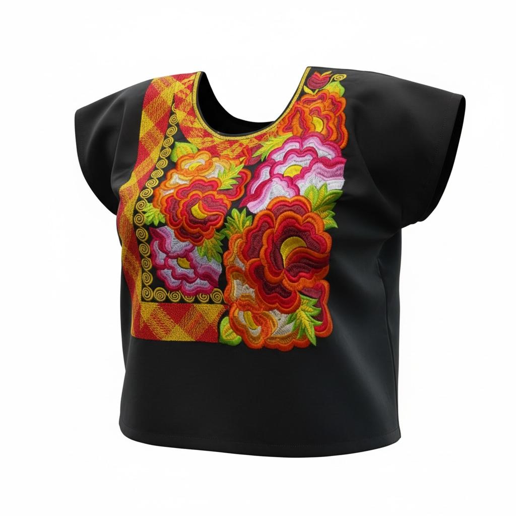 Blusa Istmeña Donaxi – Negro Tehuana