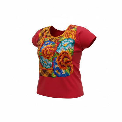 Blusa Istmeña Donaxi – Rojo Bugambilia