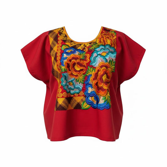 Blusa Istmeña Donaxi – Rojo Bugambilia