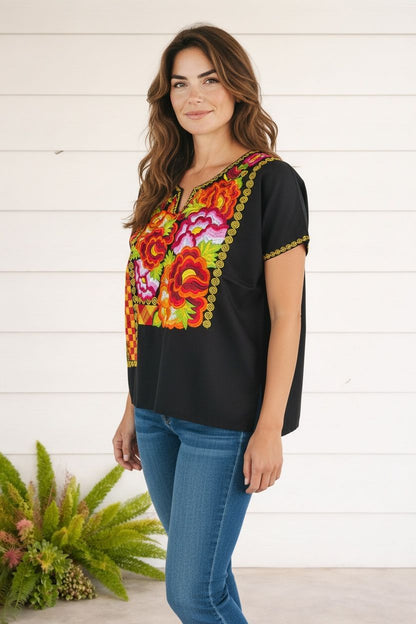 Blusa Istmeña Donaxi – Negro Tehuana