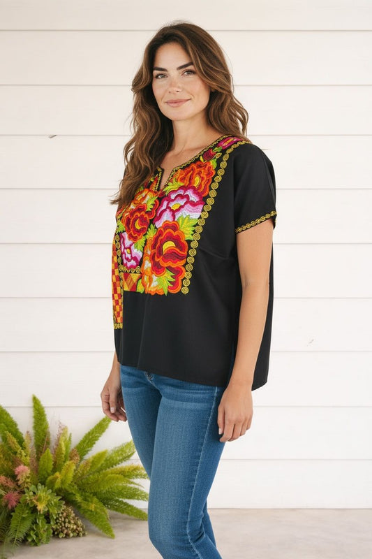 Blusa Istmeña Donaxi – Negro Tehuana